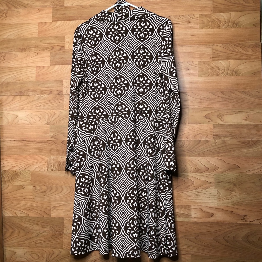 INC BROWN AND TAN SIZE LARGE PRINT DRESS - Picture 3 of 10